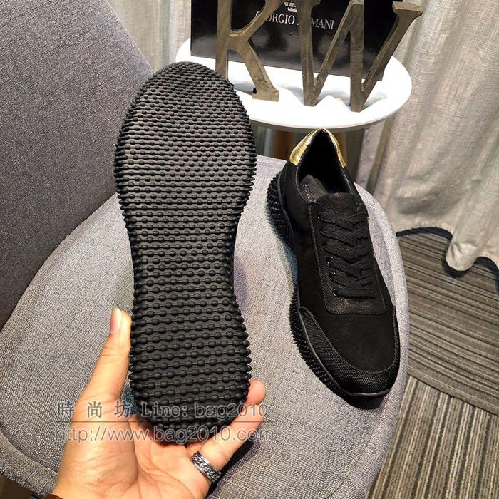 Armani男鞋 高端品質 品牌logo裝飾 荔枝紋牛皮 阿瑪尼低幫休閒男鞋  jpx1261